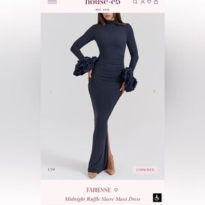 House of CB Fabienne Midnight Ruffle Sleeve Maxi Dress